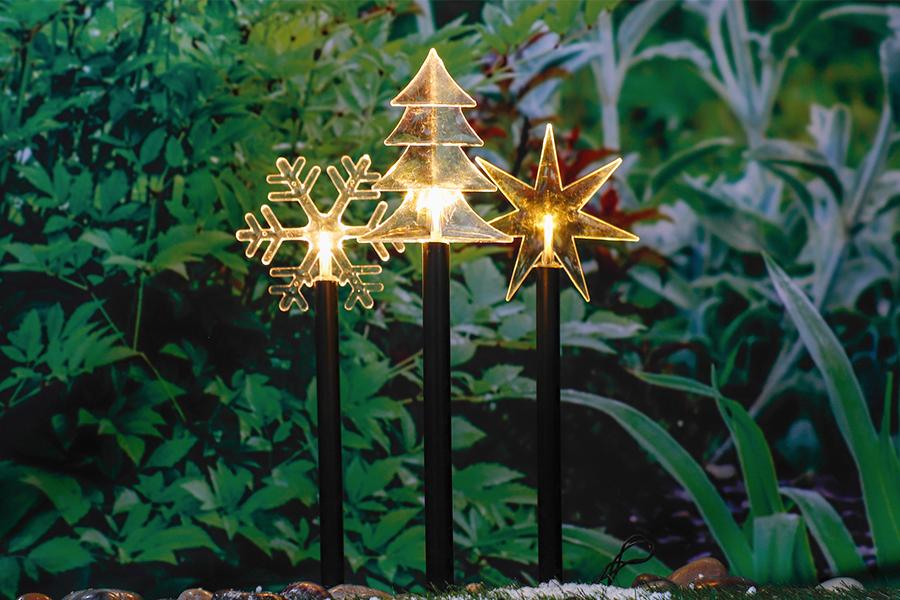 Tuinstekers met ledlampen voor kerst (set van 3)