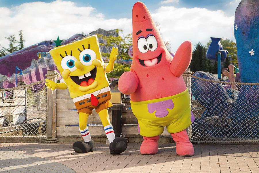 Levensgrote Spongebob en Patrick in Movie Park Germany
