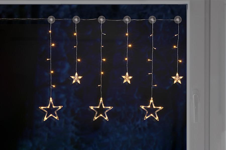 Lichtgordijn met grote en kleine sterren (2 meter)