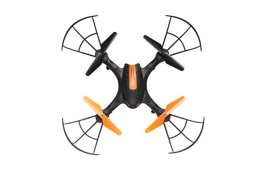 Zwarte drone met oranje details