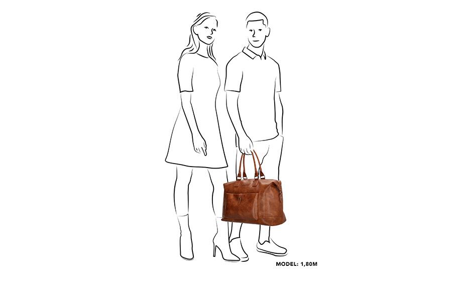 man en vrouw met leren tas